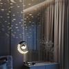 Chao Zan 10W LED Lampada a Sospensione, Plafoniera Fata Lampadario Luna e Stelle Lampada a Sospensione Camera da Letto Lampadario Grande Regalo per Bambino Amico (Nero, luce bianca calda)