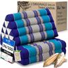 livasia Cuscino Thai 2 segmenti - 120x50x8cm - Cuscino Triangolare Cuscino per sedersi, Cuscino a Cuneo kapok, Cuscino per la Schiena Pieghevole, Tappetino Thai, Fatto a Mano (Blu)
