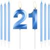 mciskin Set di candele blu reale per 21° compleanno, candela numero 21 per torta con candele lunghe e sottili, decorazioni per 21° compleanno per ragazzi e ragazze, candela blu decorazioni per torta