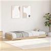 Iiaky Divano Letto 2 posti Legno con Contenitore Letto Singolo con Contenitore Rete a doghe in Legno con Cassetti-Rovere sonoma-200 x 90 cm