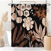 Uiiooazy Tenda da Doccia Antimuffa 180x180cm Nero Boho Chic Fiori Rosa | Tenda da Doccia Astratta Arte Foglie Marrone Impermeabile Tessuto in Poliestere Lavabile per Vasca da Bagno con 12 Anelli