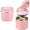 BZURTER Contenitore Termico per Alimenti 630 ml con Manico, Antigoccia | Ideale per ufficio, viaggio e picnic, con ampia apertura per riempire, servire e pulire facilmente.