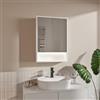 HAJDUK FURNITURE Armadietto Bagno Con Specchio LED 50x70 cm Bianco, Mobile Specchio Bagno Sospeso Con Luce LED 4000K, Presa Elettrica e Interruttore, Pensile Bagno Con Ripiani In Vetro, Specchiera Bagno Moderna
