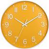 HZDHCLH - Orologio da parete da 30 cm, silenzioso, con secondo che scivola, numeri arabi, senza ticchettio, per la decorazione del soggiorno, cucina, ufficio, camera da letto (giallo)