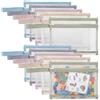 Eulihent 10 Pezzi Cartella Sacchetti Portaoggetti Rete Traspirante A5,Sacchetti in Nylon per Giocattoli con Cerniera e Maniglia, Doppio Strato Formato per Giocattoli, Puzzle, Libri, Cancelleria.(A5)