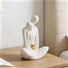 GOEDCH Romantic Couple Statua - Statuetta in ceramica con cuore bianco e oro, per decorare il soggiorno