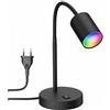 ledscom.de Lampada da tavolo WAIKA con collo d'oca e interruttore nero opaco, incl. Smart Home RGBW GU10 Lampada LED, 5,41W, 473lm