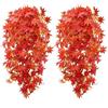 Fairblo 4 Pezzi 100 cm Piante Finte Cadenti Autunnali Foglie Decorazioni | Pianta Finta Cadente da Esterno con Foglie d'Acero, Arancione Pianta Artificiale da Appendere, Decorazioni Autunnali Balcone