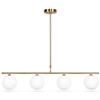 maolo Lampadario Lineare 4 Sfere in Vetro Opalino G9 | Sospensione Moderna Cromata | Design Minimal Elegante per Tavolo Sala da Pranzo Cucina Isola (Oro)