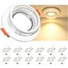 Aulaiyi Faretto da Incasso GU10 Set da 12, Antiabbagliamento Effetto Alone, Faretto LED Bianco Ultra Sottile IP44 Impermeabile, Foro 72-80mm Regolabile, per Bagno Cucina Soggiorno, Senza Lampadina