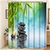 Xiaoterna Terme GiardinoTenda da doccia Centro benessere verde bambù nero pietra fiore tenda da bagno Semplice tenda da doccia impermeabile Tessuto impermeabile lavabile in lavatrice 200x180cm