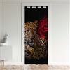 Homemissing Leopard - Tenda per porta, 86 x 203 cm, motivo: ghepardo, rosa, floreale, per interni, soggiorno, camera da letto, casa, decorazione per esterni, ingresso animali, selvatici, botanici, fiori, modello