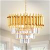 AHXIAOZN Lampadario Moderno di Cristallo, 15.7 '' Nero e Oro di Cristallo Lampada a Sospensione, 3-Tier Lampadario di Cristallo Luce, Lampadari Rotondi Per Sala Da Pranzo, Soggiorno, E14 x 5 Luci