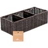 myHomeBody Cesto in vimini con 3 scomparti, cesti in tessuto per l'organizzazione, organizer e stoccaggio, cesto portaoggetti per WC, noce scuro, 1 pezzo
