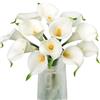 Letjolt, Fiori artificiali di calle bianche, 12 pezzi, bouquet di fiori finti per la decorazione della casa, decorazione per feste di nozze, giallo bianco