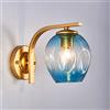ZTJ-Lighting Applique Vintage, Lampada da Parete Moderna con Paralume in Vetro, 1 Luce, Applique da Parete A LED in Metallo Semplice per Soggiorno, Camera da Letto, Bagno, Illuminazione Interna,Blu