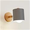 LIGKIN Applique da Parete Interni E27 Lampada da Parete Legno Regolabile Lampada da parete con Paralume in Metallo Faretto Luce per Comodino Ufficio Soggiorno Lettura, Grigio