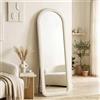 HOMCOM Specchio da Terra ad Arco Cornice in Flanella 160x60 cm Crema