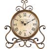 HZDHCLH Orologio da tavolo 28 cm di altezza, silenzioso, senza ticchettio, arte romana, retrò, orologio da scrivania per soggiorno, camera da letto, ufficio (rame)