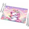 quickgadget Tovaglietta Americana 30x40 cm Unicorno Personalizzabile con Nome | Retro Antiscivolo in Gomma | Lavabile | Idea Regalo Bambina/Bimbo per Colazione Pranzo Cena (TV3040-UNI012)