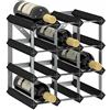 Mengtu Portabottiglie Vino da 12 Bottiglie Nero in Legno Massello di Pino, Cantinetta Vino, Decorazione per la Casa, Mobiletto Portavini Decor Mobili