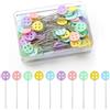 JUHONNZ Spilli Patchwork,100 Pcs Spilli Dritti con Testa Colorata,Accessori da Spilli Cucito per Sarta Artigianato Cucito Fai Da Te