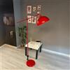 bamyum Gorkiede Lampada da Terra in Metallo per Soggiorno, Camera da Letto, Camera dei Bambini con Attacco E27, Larghezza 30 cm, Paralume Regolabile Rosso