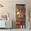 A.Monamour Adesivo Porta Autoadesiva 3D Vecchi Libri Sullo Sfondo Della Libreria Con Mensola In Legno Vinile PVC Adesivi per Porte Interne Pellicola Adesiva Poster Sticker Parete Carta da Parati