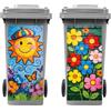 Peacoblue 2 adesivi per bidoni della spazzatura per bambini, stile pittura, con sole, 38 x 81 cm, impermeabili, grandi adesivi per contenitori, frigorifero, casa, decorazione da parete