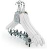 HANGERWORLD 10 Grucce 45cm in Legno Laccato Bianco con Pinze in Metallo per Gonne e Pantaloni