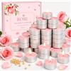 AOTOIE 100 pezzi di candeline profumate a forma di rosa, 4H di durata - Set di | Candele profumate a lunga durata, in cera di soia, per matrimoni, feste e casa, regali di Natale e compleanno