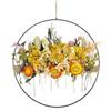 LEIMEND Ghirlanda Porta 30x30cm Ghirlanda con Fiori Secchi Giallo | Ghirlanda Porta Ingresso con 1 Confezione di Fiori Secchi per Porte Pareti Finestre Decorazioni per la Casa