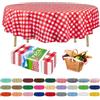 Zimpleware Tovaglia rotonda in plastica a quadretti rossi di alta qualità da 213 cm, confezione da 12, per feste, monouso, perfetta per qualsiasi tavolo fino a 1,8 m