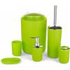 GMMH - Set di 6 accessori da bagno, con dispenser per sapone, porta saponetta e scopino per WC (modello 3, verde)