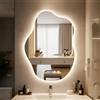 Litglobe Specchio Bagno con Luce LED 70x50cm,Specchio Irregolare da Parete,Specchiera Bagno LED con 3 Temperature Colore e Dimmerabile,Antiappannamento,Visualizzazione del Tempo,Interruttore Touch,Memoria