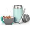 DUNSOO Contenitore termico per alimenti, 650 ml, in acciaio inox, con cucchiaio pieghevole, ideale per conservare zuppe, porridge, gelato e yogurt (verde chiaro, 650 ml)
