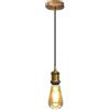 LEDSone Lampada a sospensione industriale vintage regolabile con attacco E27, cavo da soffitto da 10 cm, struttura in metallo per cucina, soggiorno, bar 1 m - ottone giallo con lampadina