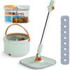 LIFEZEAL Mop, Mocio Lavapavimento Professionale Rotante, con 8 Panni, Strizzatore, Doppio Secchio, Filtro, Scarico, Lunghezza Regolabile, Separazione di Acqua, Leggero, per Diverse Superfici, Verde