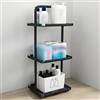 KJHWYXD 3 Tier Mensole Doccia Senza Foratura, Porta Sapone Doccia Da Terra, Porta Bagnoschiuma Da Doccia, Grande Capacità Angolare Scaffale Portaoggetti Per Bagno, 71.5 X 20 X 30cm, Nero(Color:Con ruote)