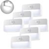 da LIGHT Luce notturna con sensore di movimento, batteria interna, 6 pezzi, illuminazione a LED, illuminazione per scale, illuminazione per armadio, auto on/off, sensore luce 6000 K, luce bianca