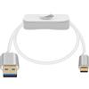 HuaLiSiJi Cavo USB A USB C 3.0 con interruttore Cavo Tipo A Tipo C Ricarica e Dati 5Gbps Interfaccia Dorata, Custodia in Lega di Alluminio per Telefoni Cellulari, Tablet, ecc (Bianco, 1 m)