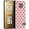 CUSTOMIZZA - Custodia cover nera morbida in tpu compatibile per Honor 8i - Honor 50 LITE cuori pois rosa donna pin up vintage