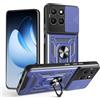 HONLEN Custodia Adatta per HONOR 400 Smart (4G/5G) / HONOR X7d (6.77 Inches), Cover per PC Armor Anello kickstand con Base Magnetica - Blu