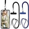 Vauki 2 pezzi Cordino per Cellulare Telefono Universale Tracolla Regolabile Collana Collo Catena Laccio per Cellulare e Patch Telefono per Maggior Parte Smartphone IPhone Samsung Xiaomi, Nero+Blu