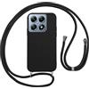 Vauki Custodia per Xiaomi 14T Pro Cover con Cordino,Nero Silicone Antiurto TPU Morbido Case Corda Collana Necklace Regolabile Stylish con Catena Ultra Sottile Cover per Xiaomi 14T Pro,Nero