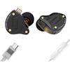 Yinyoo KZ ZS10 PRO - Cuffie con cavo USB C di tipo C, cuffie in-ear monitor, 4BA+1DD, 5 driver, auricolari con cavo USB C, suono Hi-Fi, bassi coinvolgenti IEM per giochi (USB C con microfono, nero opaco)