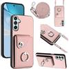 GoodcAcy Custodia a Portafoglio per Realme 14 Pro Plus,Custodia con 360°Metallo Ring Kickstand, Antiurto Protettivo Case con Regolabile Laccio Tracolla Collana per Realme 14 Pro Plus-Rosa