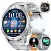 FITFLEX Smartwatch Uomo, Batteria 1000mAh, Schermo HD 1,75 Pollici, Design Militare, Chiamate Bluetooth, 130+Sports, Impermeabile IP68, Monitoraggio Cardio e Sonno Smart Watch, Android iOS, Argento