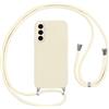 Vauki Custodia per Samsung Galaxy A36 Cover con Cordino,Beige Silicone Antiurto TPU Morbido Case Corda Collana Necklace Regolabile Stylish con Catena Ultra Sottile Cover per Samsung Galaxy A36,Beige