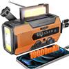 SOLARBABY Radio a Manovella 10000mAh, Radio Solare Portatile con Torcia, Luce di Lettura, AM/FM Radio di Emergenza Solare con Allarme SOS, USB per Emergenze Blackout Campeggio, Arancione